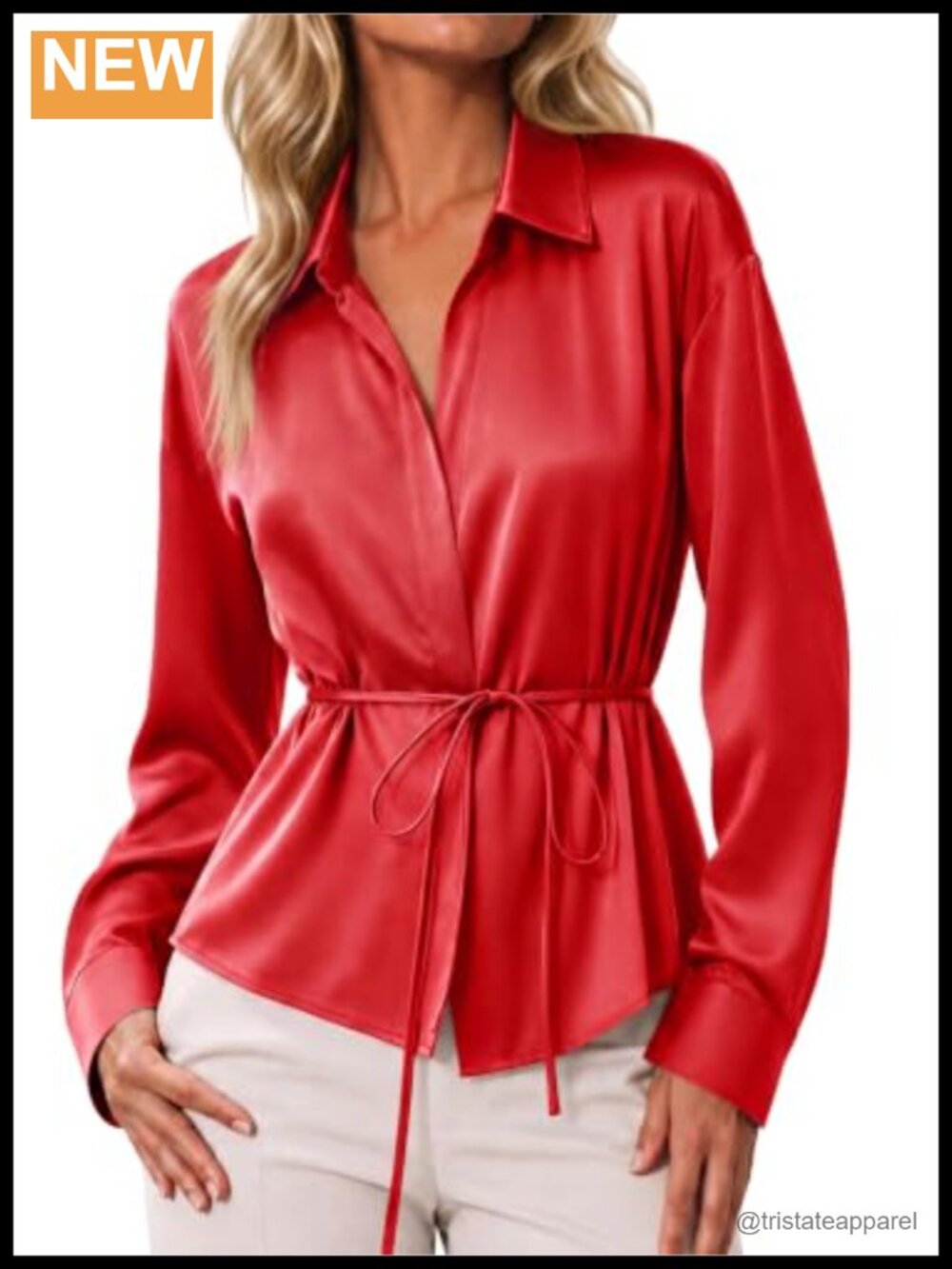 Womens Satin Blouse Silky V Neck Button Down Long Sleeve Dressy Office Top